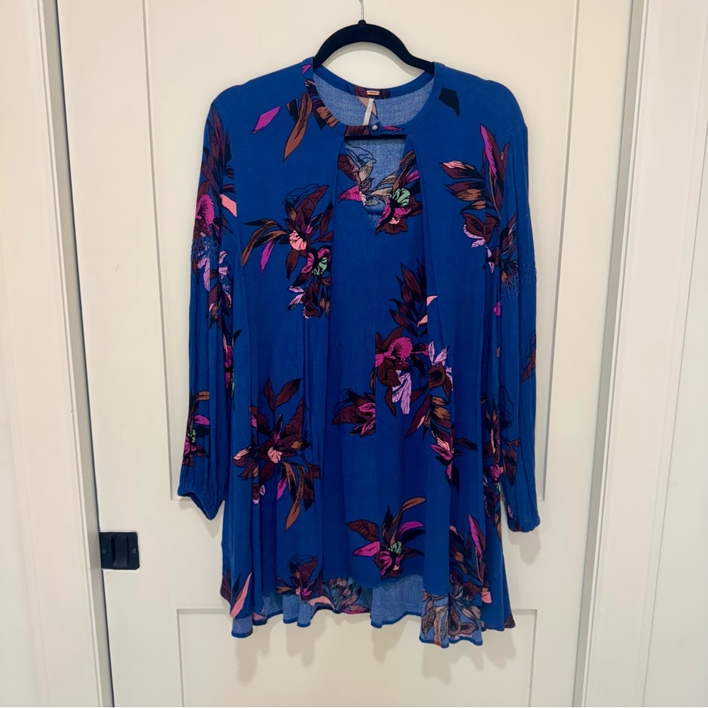 Free People Blue Floral Blouse